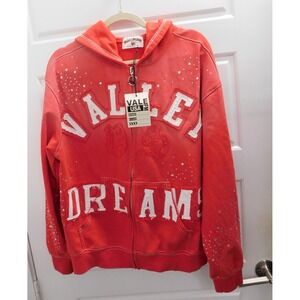 Valley Dreams Classico Ruby Red Full Zip Hoodie Graphic Rhinestone Men's M NWT